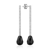 Cercei lungi de argint cu onix negru si pietre DiAmanti MS24491E-G